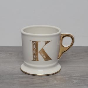Anthropologie Monogram Initial White Mug Gold Letter K